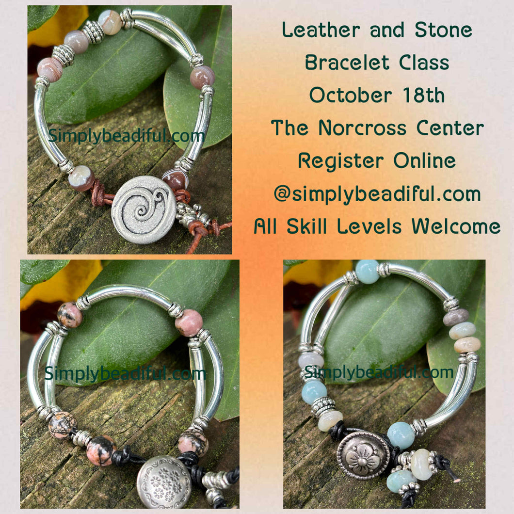 Leather and Stone Bracelet Class - The Norcross House - October 18, 2025 10a.m.